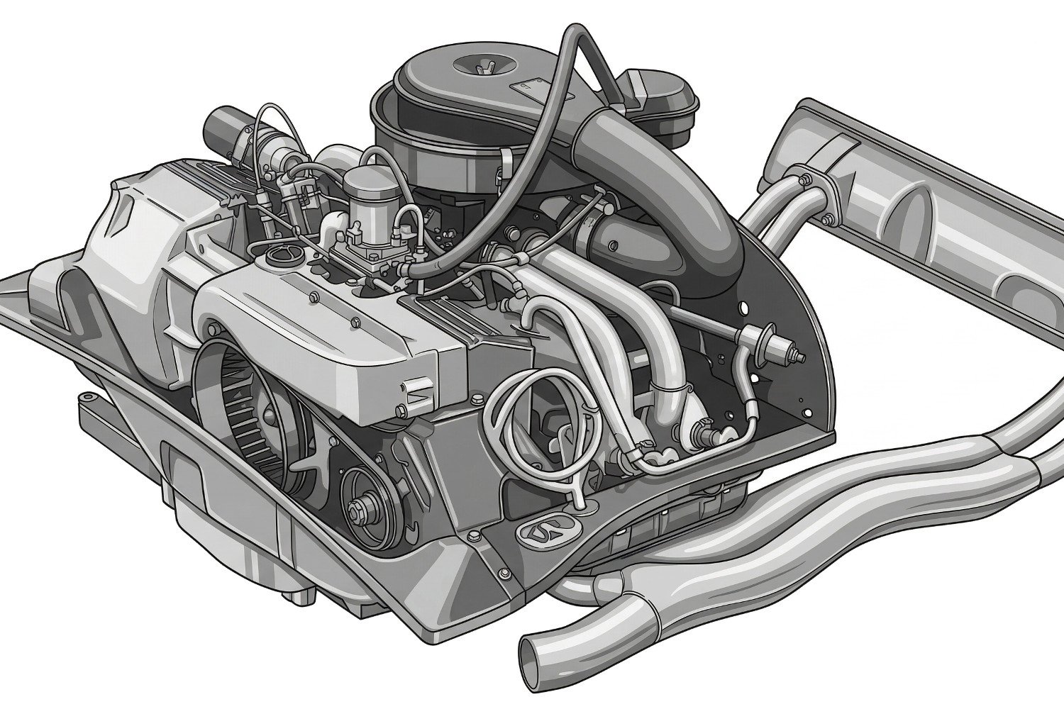 Drawing of the 1970 Porsche 914 Engine
