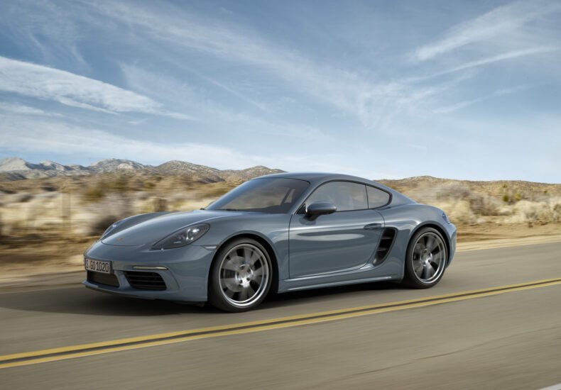 2017 Porsche 718 Cayman on the road, front view