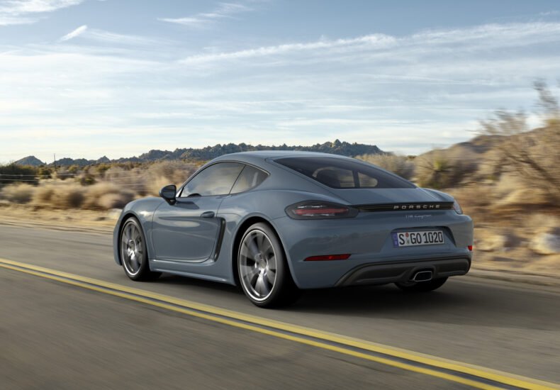 2017 Porsche 718 Cayman on the road, rear view