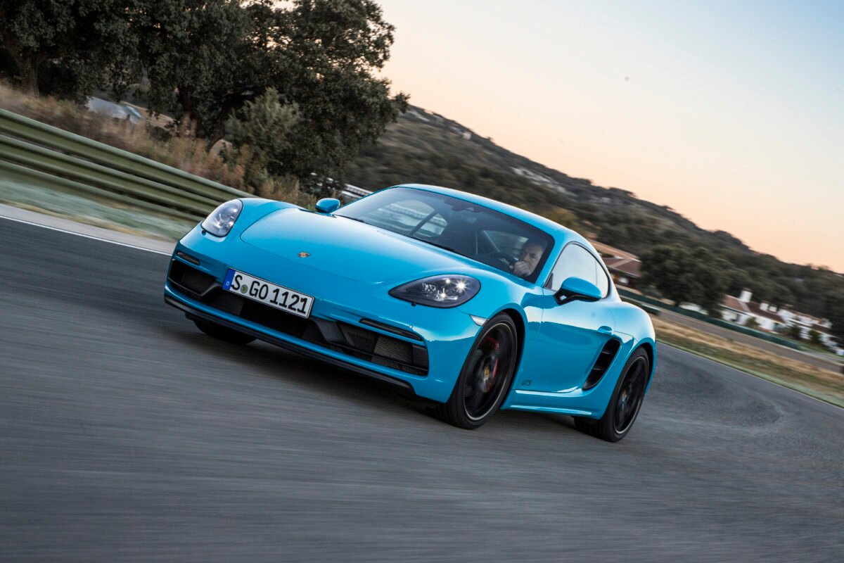 2018 Porsche 718 Cayman GTS on the road front
