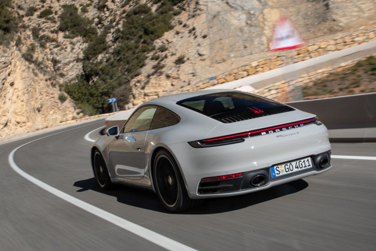2019 Porsche 911 Carrera S on the road rear