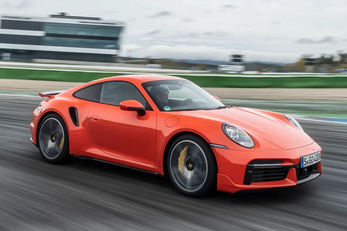 2021 Porsche 911 Turbo Coupe on track front view