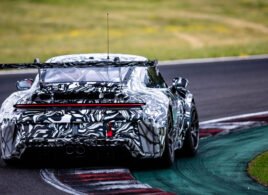 2026 Porsche 911 Cup on the track rear view