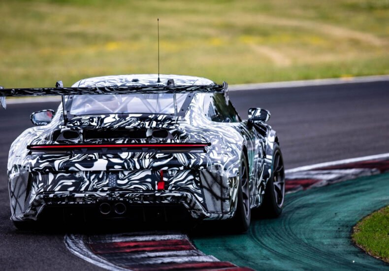2026 Porsche 911 Cup on the track rear view