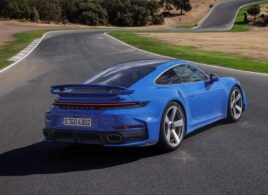 2026 Porsche 911 Turbo S Lugano Blue rear view