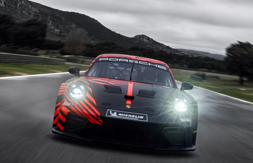 2027 Porsche 911 GT4 R on track front