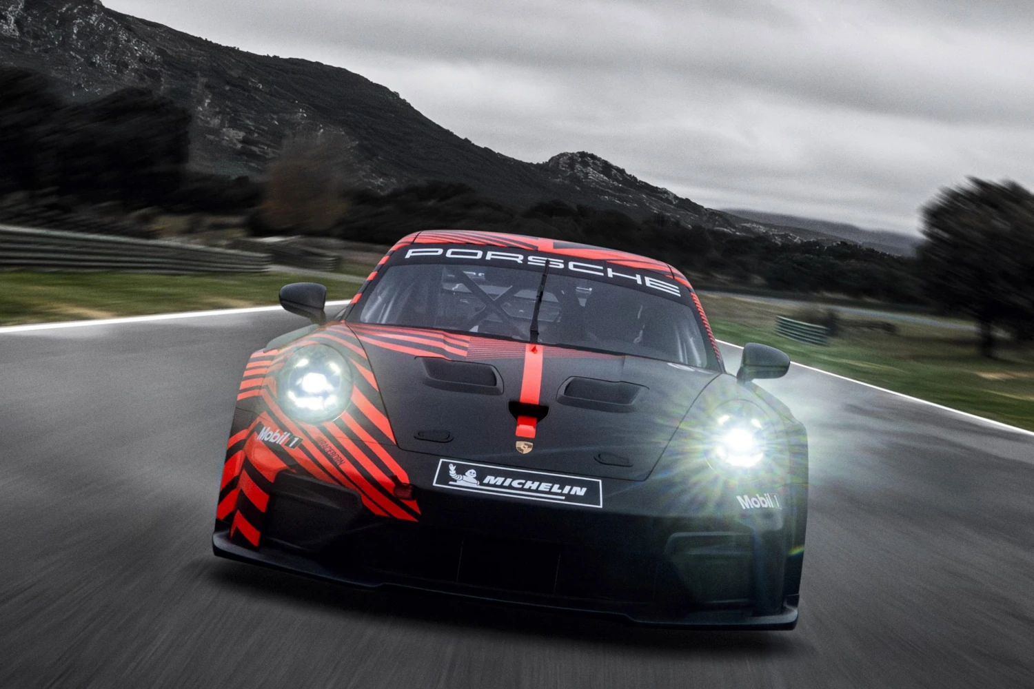2027 Porsche 911 GT4 R on track front